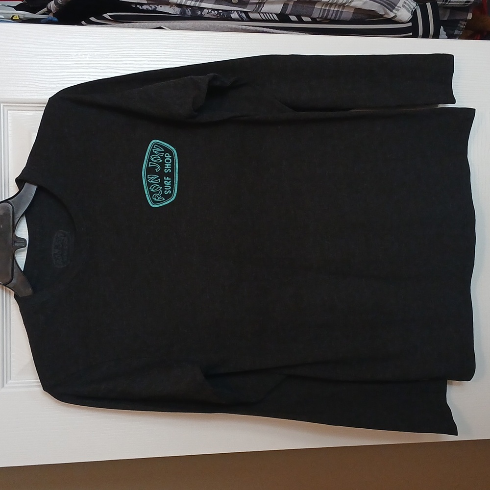 Ron Jon Charcoal & Aqua Long Sleeve Tee Women's Small